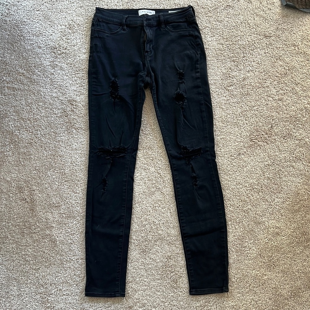 Black, skinny, ripped jeans